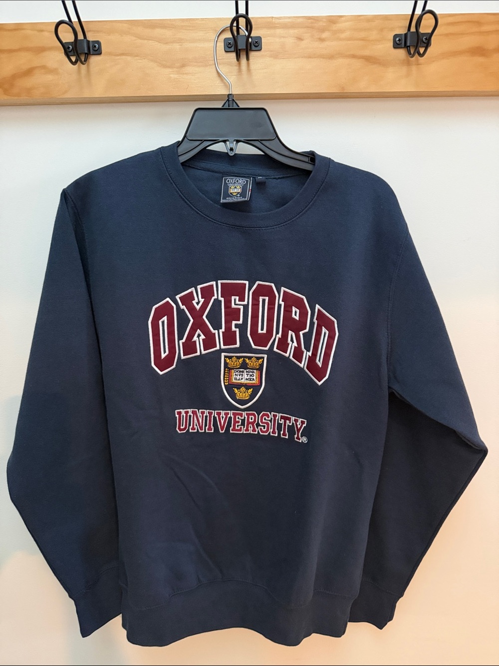 Oxford Navy Crewneck Sweatshirt with Red Lettering